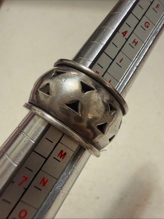 925 Sterling Silver Jewelry - Sterling Silver 925 Chunky Dome Ring W/ Cutout Triangle Pattern size 5.5